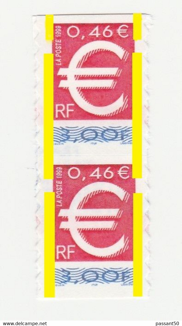 Timbre Euro Autoadhésif De Carnet YT 3215 En Paire Avec Phospho à Cheval . Rare , Voir Le Scan . Maury N° 3198a : 14 € . - Unused Stamps