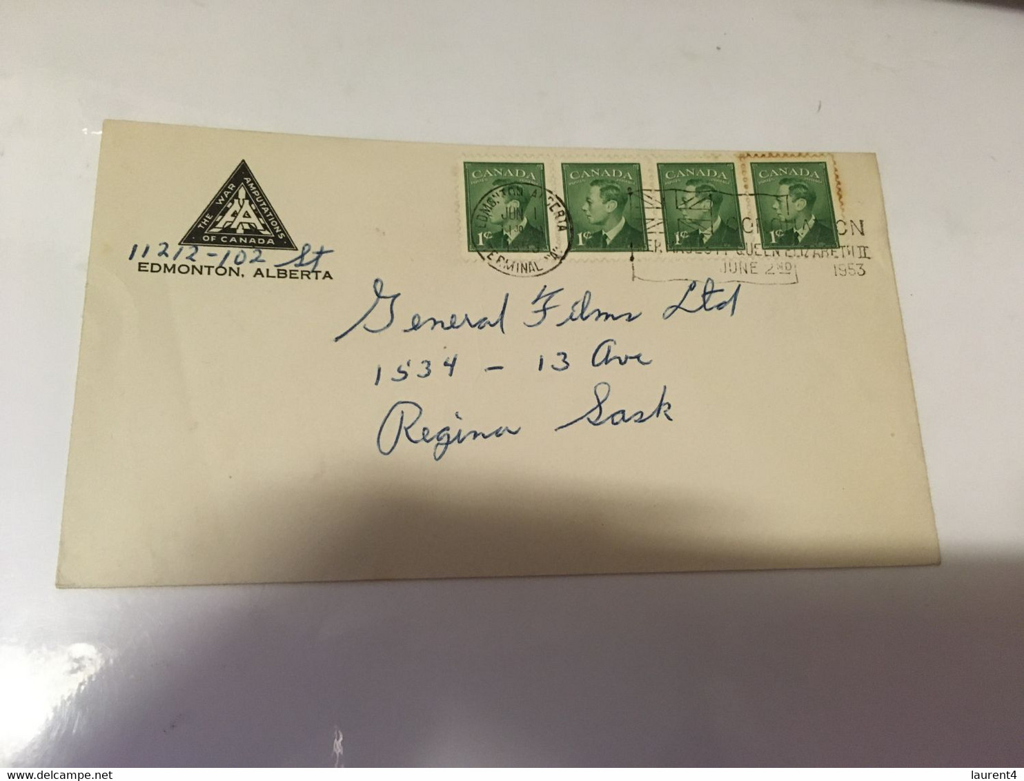 (3 G 1 A) Canada Cover - Posted 1953 - Edmonton - Canada - Storia Postale
