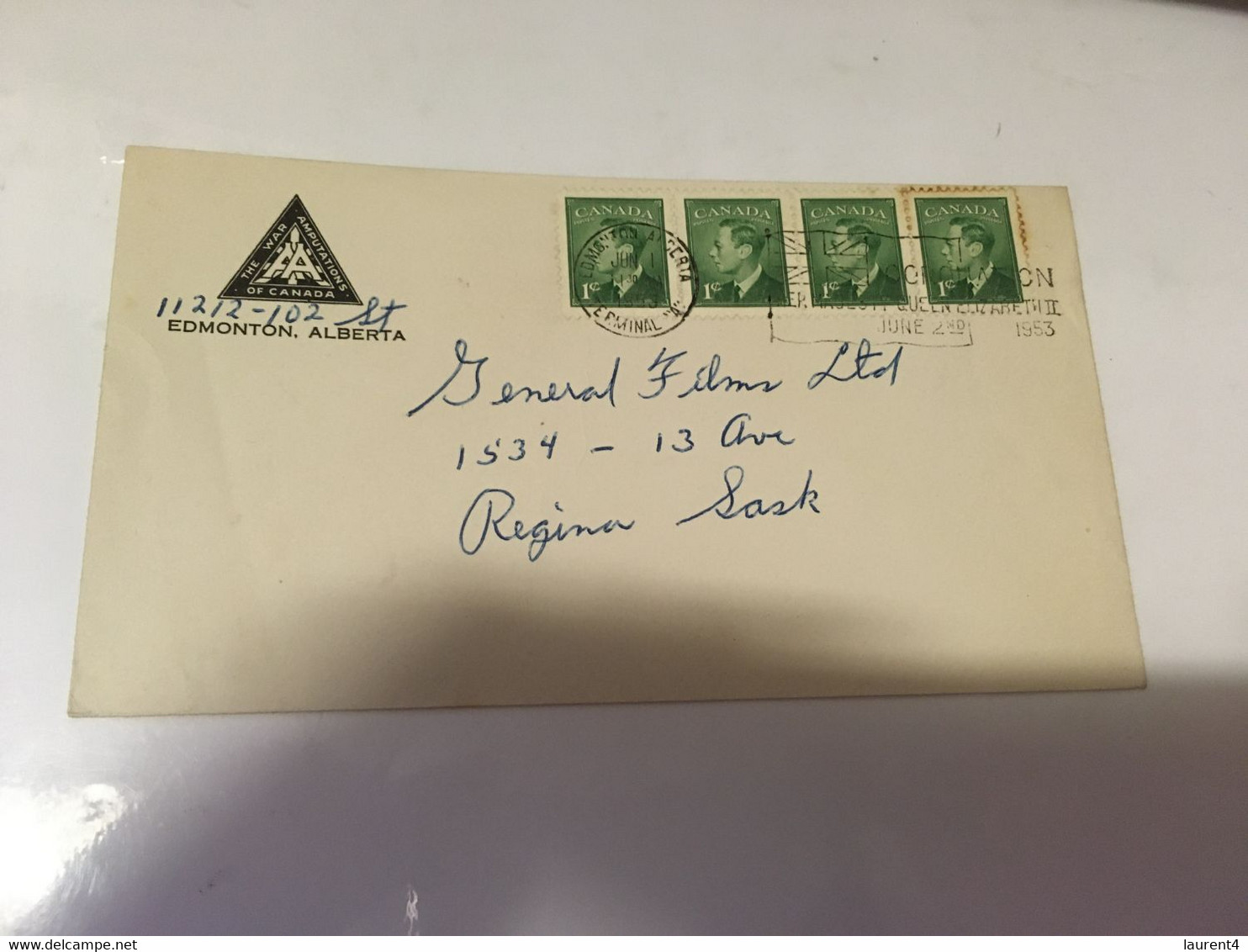 (3 G 1 A) Canada Cover - Posted 1953 - Edmonton - Canada - Brieven En Documenten