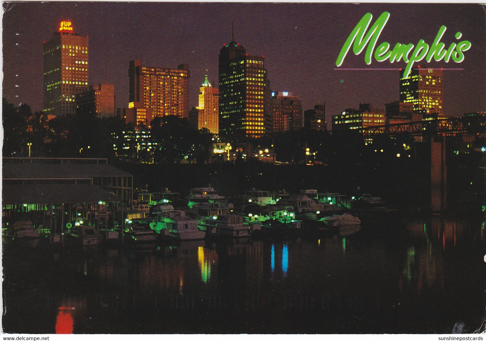 Tennessee Memphis Skyline And Yacht Club At Night 1996 - Memphis