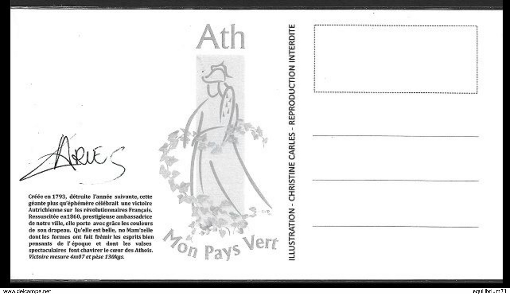 CS/HK** BLANCO - Carte Souvenir/Herdenkingskaart - Ducasse De Ath -  1860/2017 - Mademoiselle Victoire - Briefe U. Dokumente