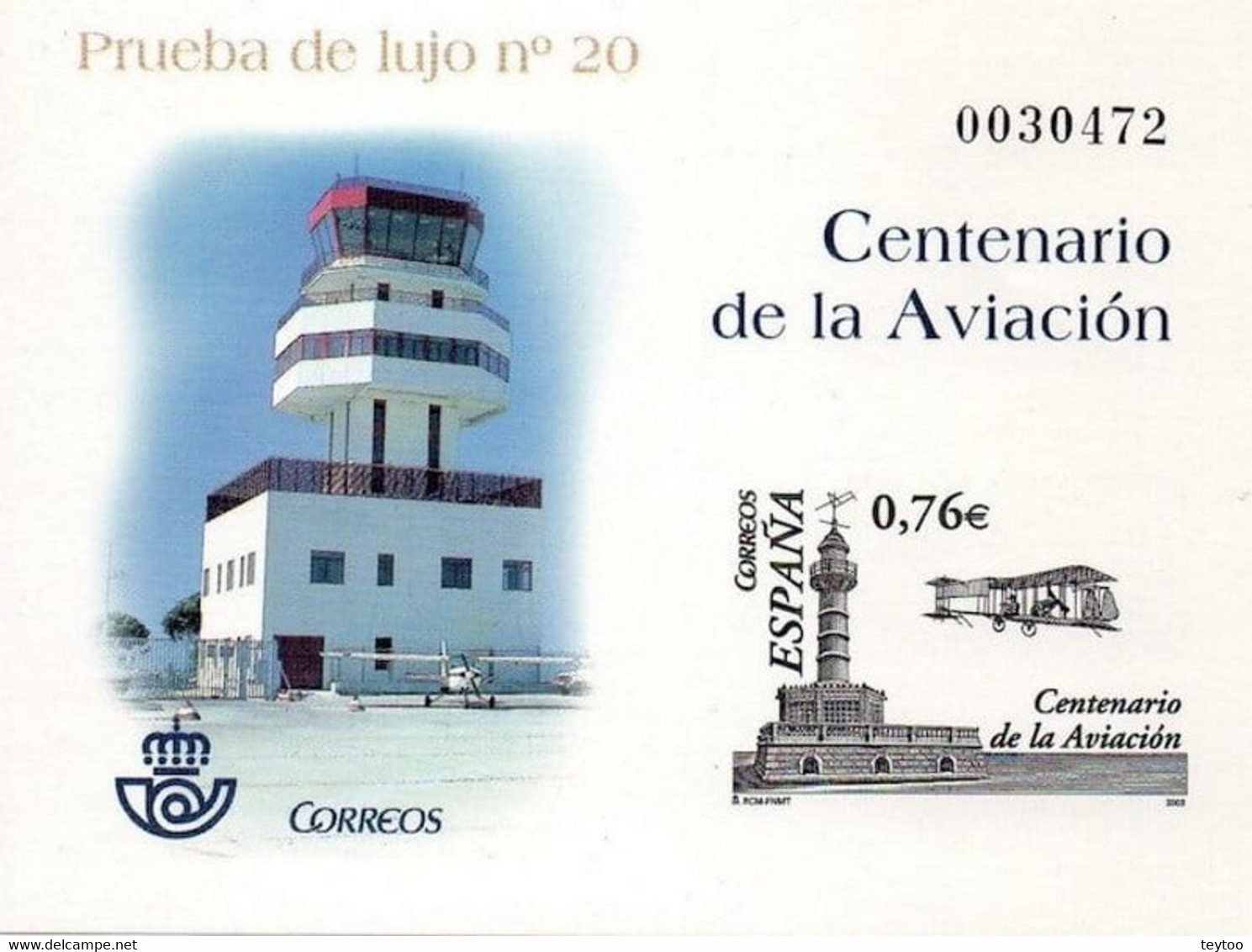 [P82] España 2003. Prueba De Lujo 20. Centenario De La Aviación - Probe- Und Nachdrucke