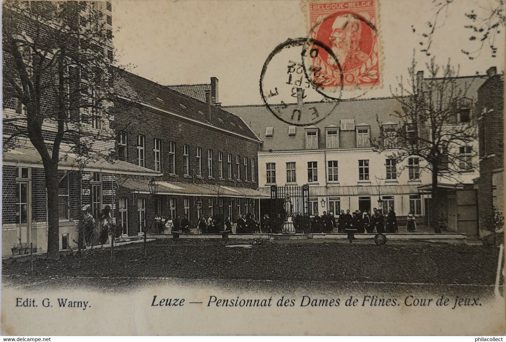 Leuze (Namur)  Pensionnat Des Dames De Flines - Cour De Jeux 1907 - Autres & Non Classés