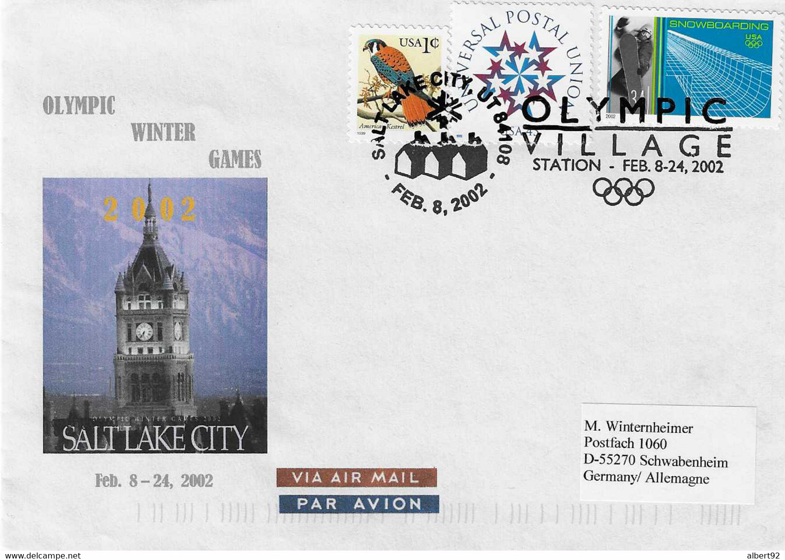 2002 Jeux Olympiques D'Hiver De Salt Lake City: Bureau Postal Du Village Olympique - Hiver 2002: Salt Lake City