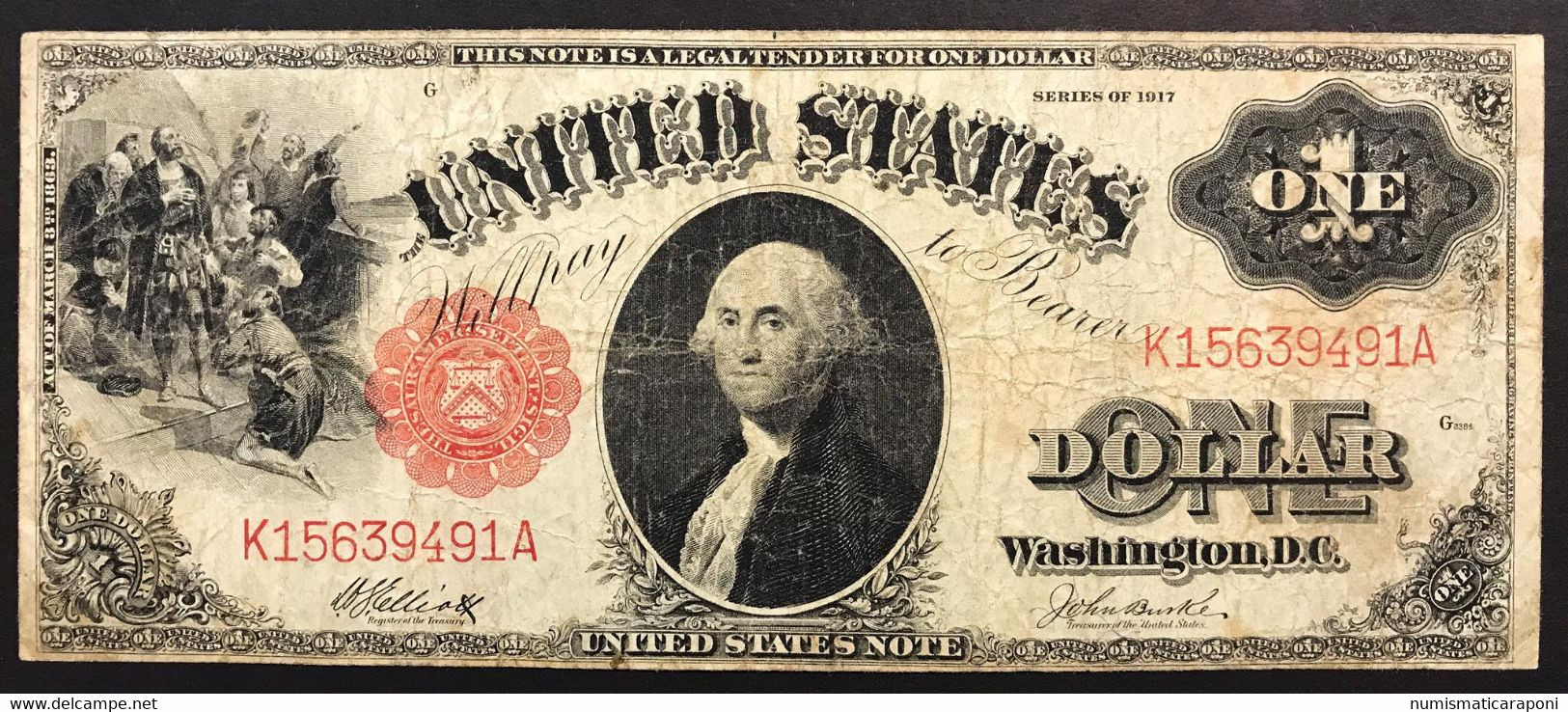 USA Stati Uniti 1917 Dollar $ Colombo Pick#187 Lotto.3833 - Biljetten Van De Federal Reserve (1914-1918)