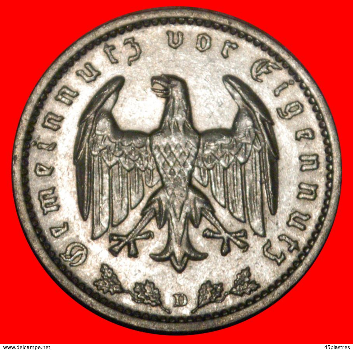 * NO SWASTIKA: GERMANY ★ 1 MARK 1934D! TYPE 1933-1939 THIRD REICH 1933-1945  LOW START ★ NO RESERVE! - 1 Reichsmark