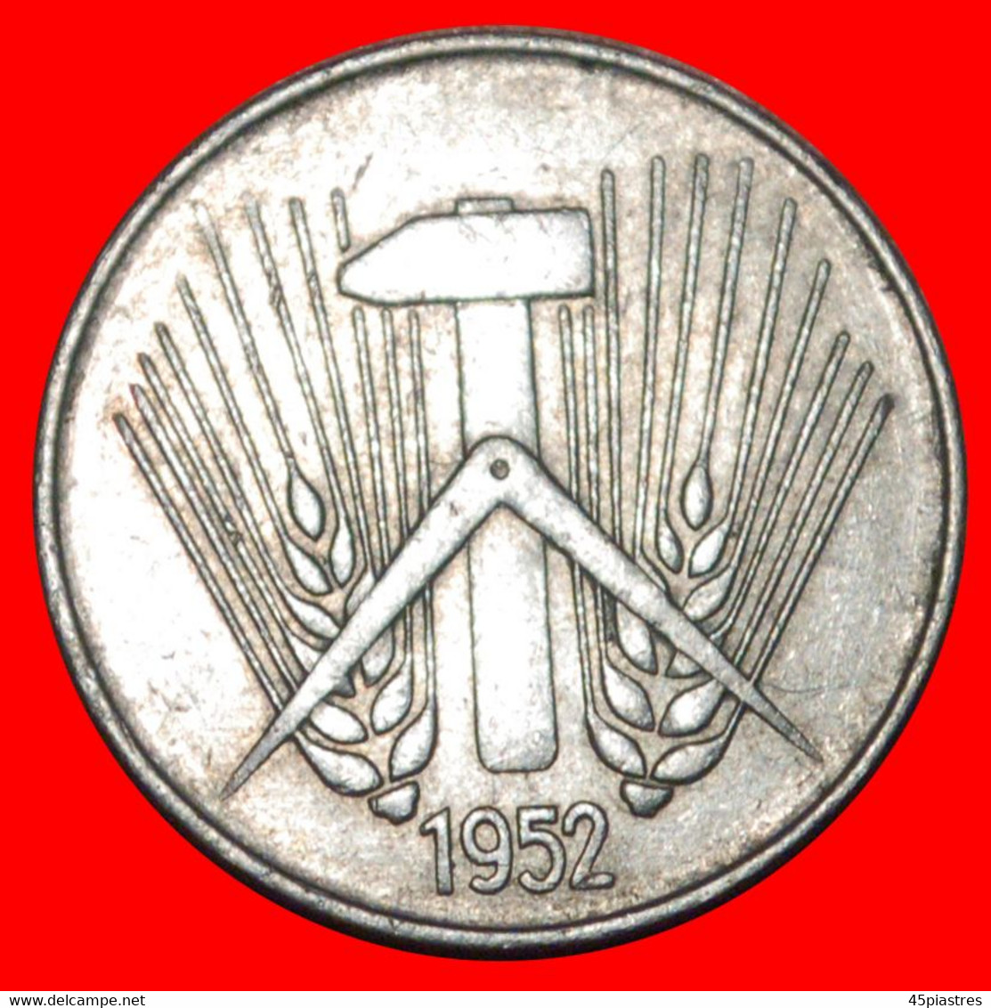 * HAMMER AND COMPASS (1952-1953): GERMANY ★ 10 PFENNIG 1952A! LOW START ★ NO RESERVE! - 10 Pfennig