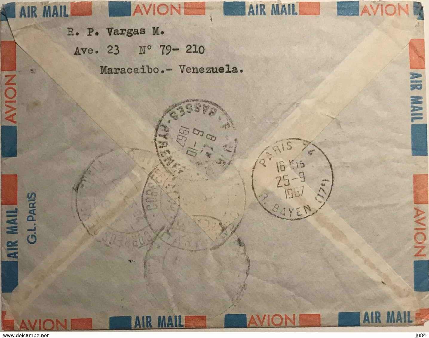 Venezuela - Maracaibo - Lettre Avion Pour La France - Bel Affranchissement - Divers Cachets Au Dos De La Lettre - 1967 - Venezuela