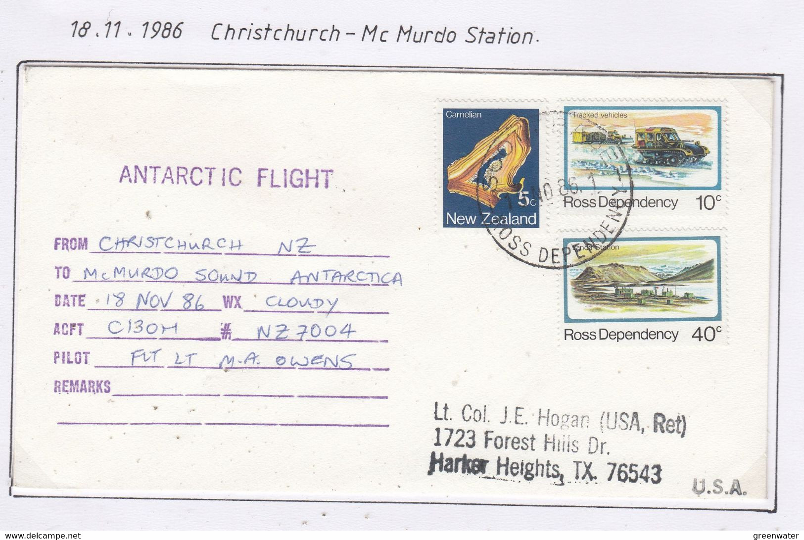Ross Dependency Scott Base 1986 Antarctic Flight  Christchurch To McMurdo 18 NOV 86 Ca Scott Base  (AF157A) - Vols Polaires