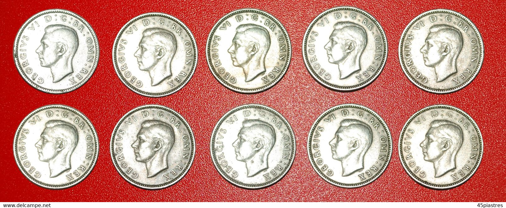 * SET 10 COINS: UNITED KINGDOM ★ 1 SHILLING 1947-1951! GEORGE VI (1937-1952)! GREAT BRITAIN LOW START ★ NO RESERVE! - Colecciones