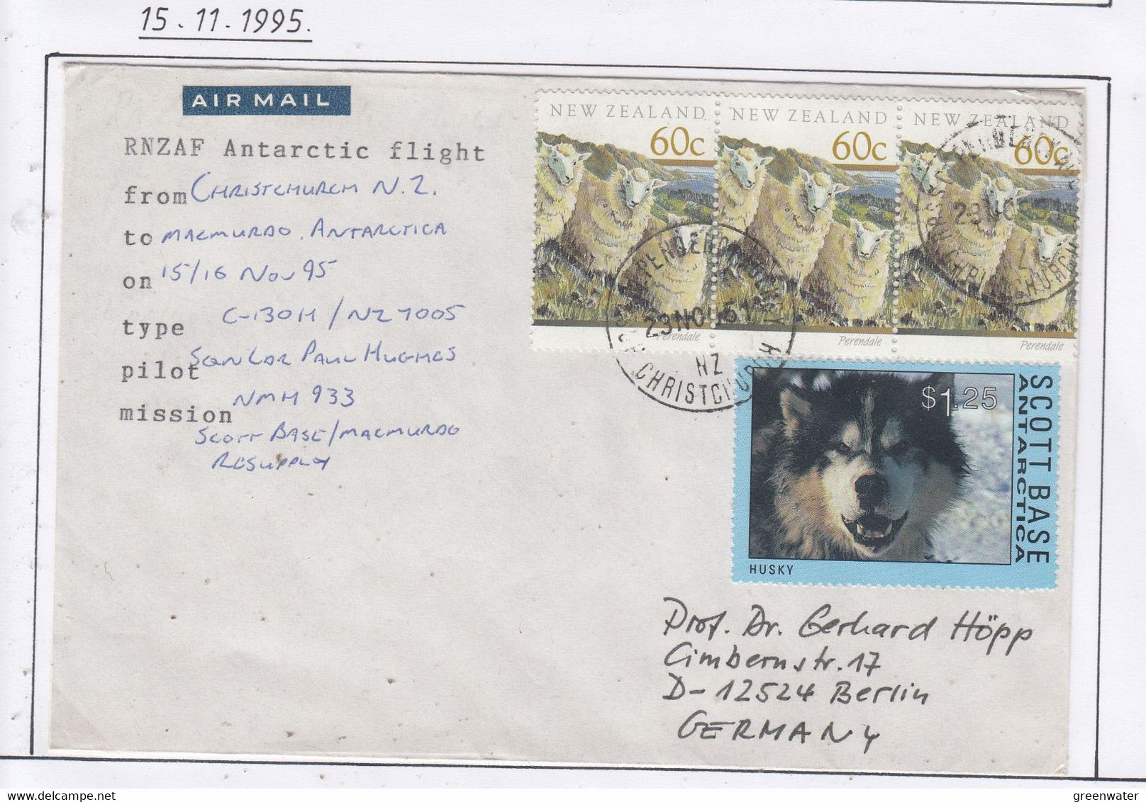 Ross Dependency Scott Base 1995 Antarctic Flight  Christchurch To McMurdo 15/16 NOV 95 Ca Christchurch (AF159C) - Vuelos Polares