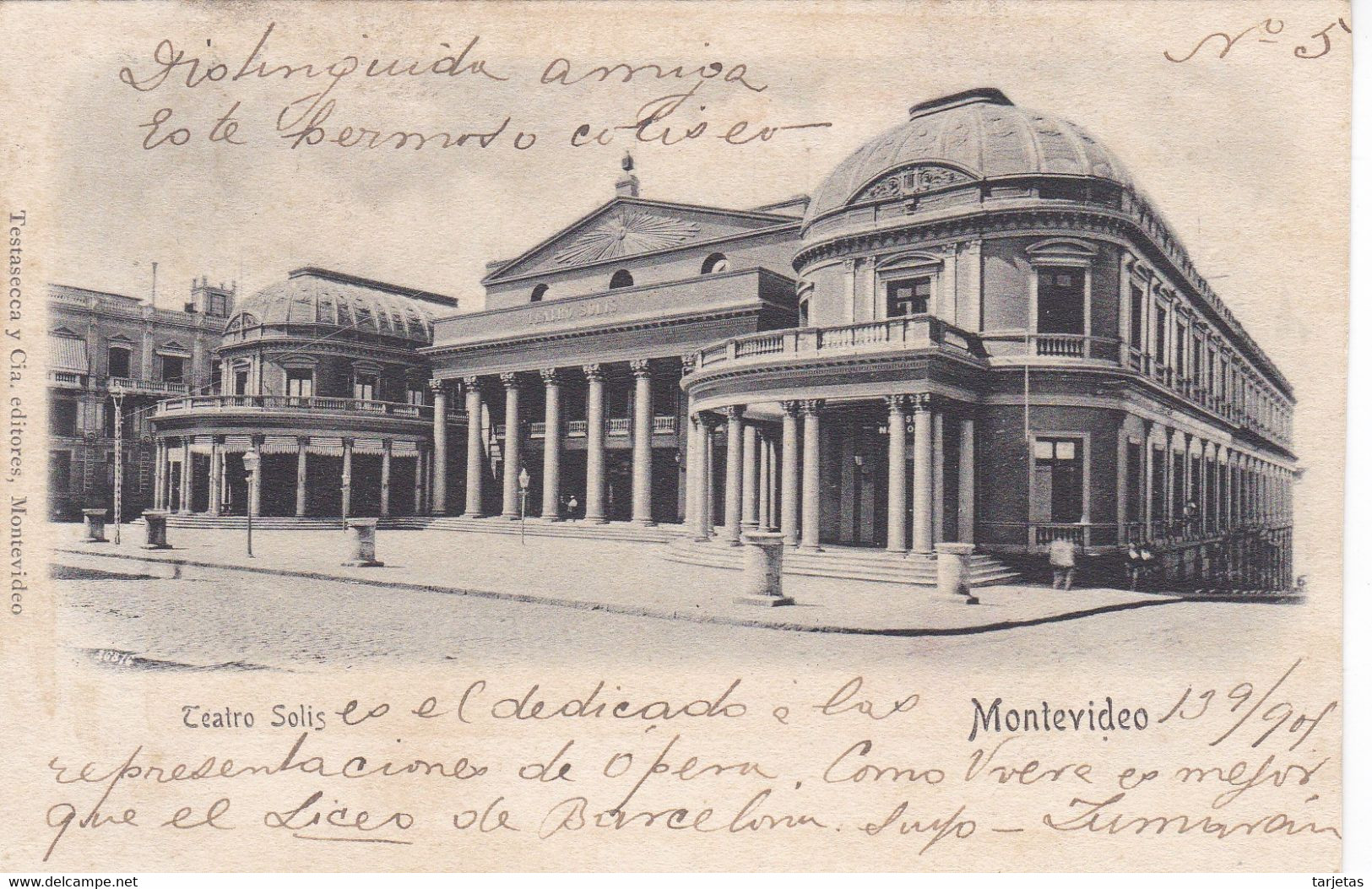 POSTAL DE MONTEVIDEO DEL TEATRO SOLIS DEL AÑO 1901 (TESTASECCA) URUGUAY - Uruguay