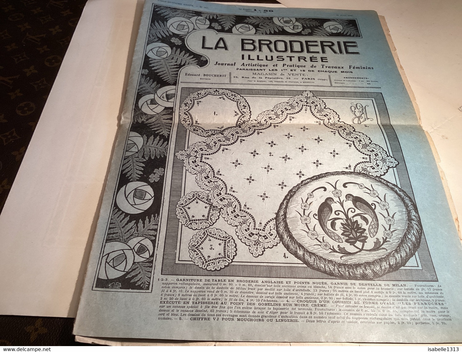 La Broderie Illustré Journal Artistique Et Pratique De Travaux Féminins 1927 Garniture De Table En Braudrie Anglaise Et. - Cross Stitch