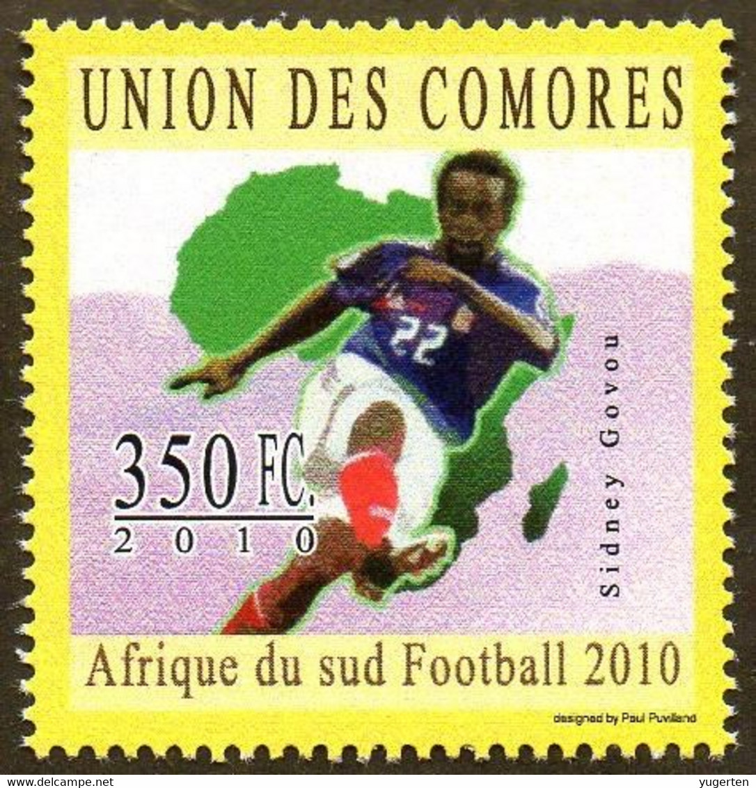 COMORES  - 1v - MNH - Sydney Govou - Football Player France - Sport - Fußball Calcio Futbol Voetbal - Olympique Lyonnais - 2010 – South Africa