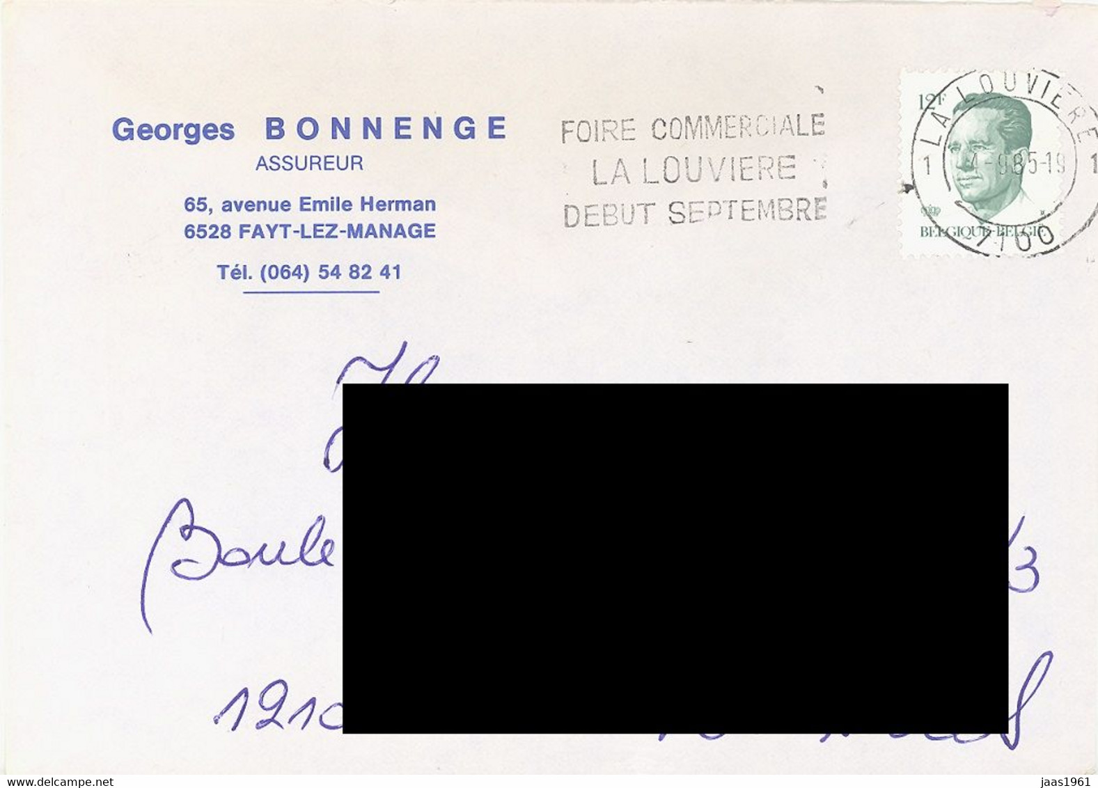 BELIGUM. POSTMARK LA LOUVIERE - Otros & Sin Clasificación