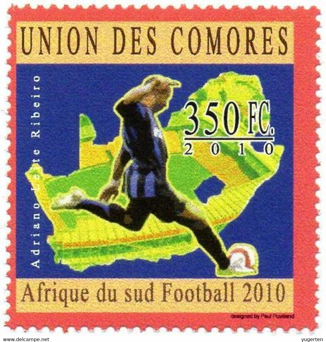 COMORES  - 1v - MNH - Adriano Ribeiro - Football Soccer Brazil - Fußball Calcio Futbol Voetbal - Inter Milan - 2010 – South Africa