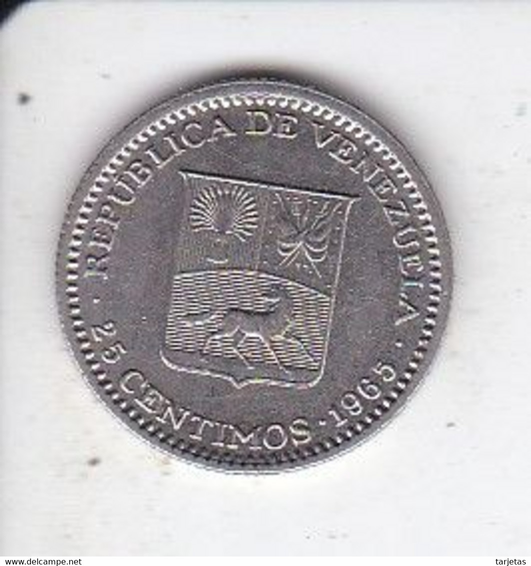 MONEDA DE VENEZUELA DE 25 CENTIMOS DEL AÑO 1965 (COIN) - Venezuela