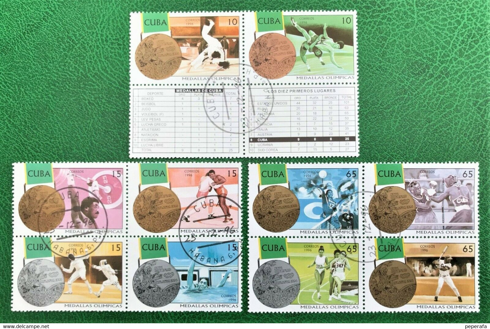 CUBA, Spanish Antillas, 1996, 4 Blocks, MEDALLAS OLÍMPICAS - Collections, Lots & Séries