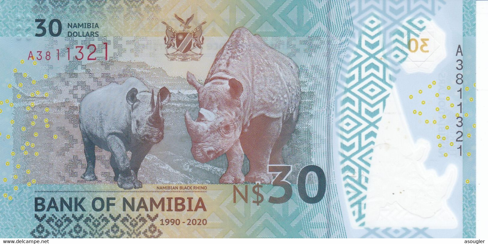 Namibia 30 Namibia Dollars 2020 UNC P-18 Commemorative Polymer "free Shipping Via Registered Air Mail" - Namibia