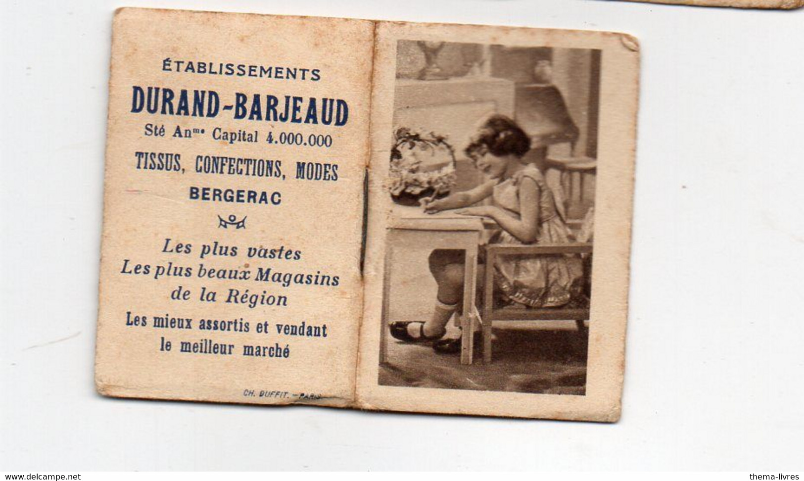 Bergerac (24 Dordogne)  Petit Calendrier  1937  DURAND BARJEAUD  Tissus Confection   (PPP35107) - Petit Format : 1921-40