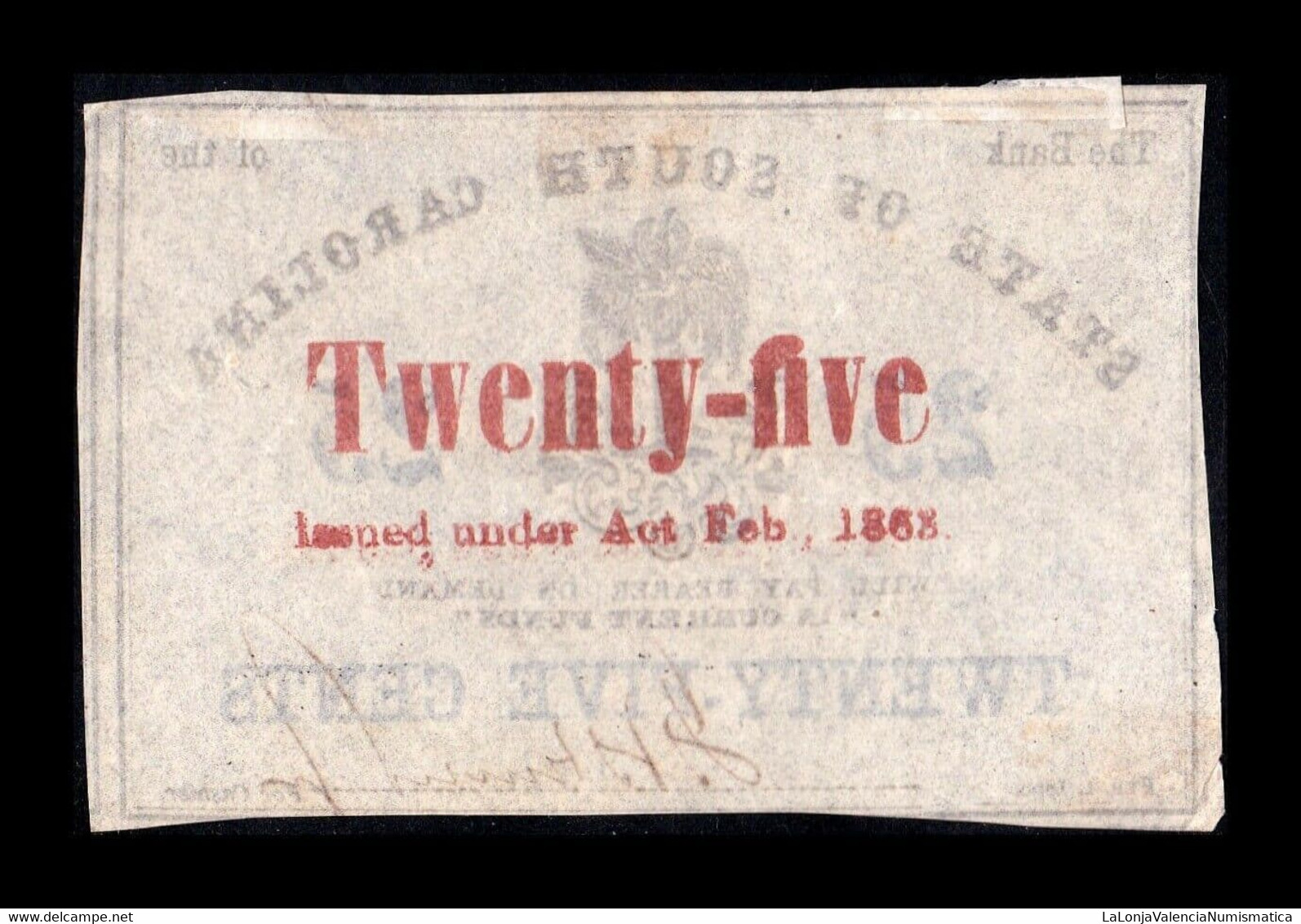 Estados Unidos United States Bank Of The State Of South Carolina 25 Cents 1863 EBC XF - South Carolina