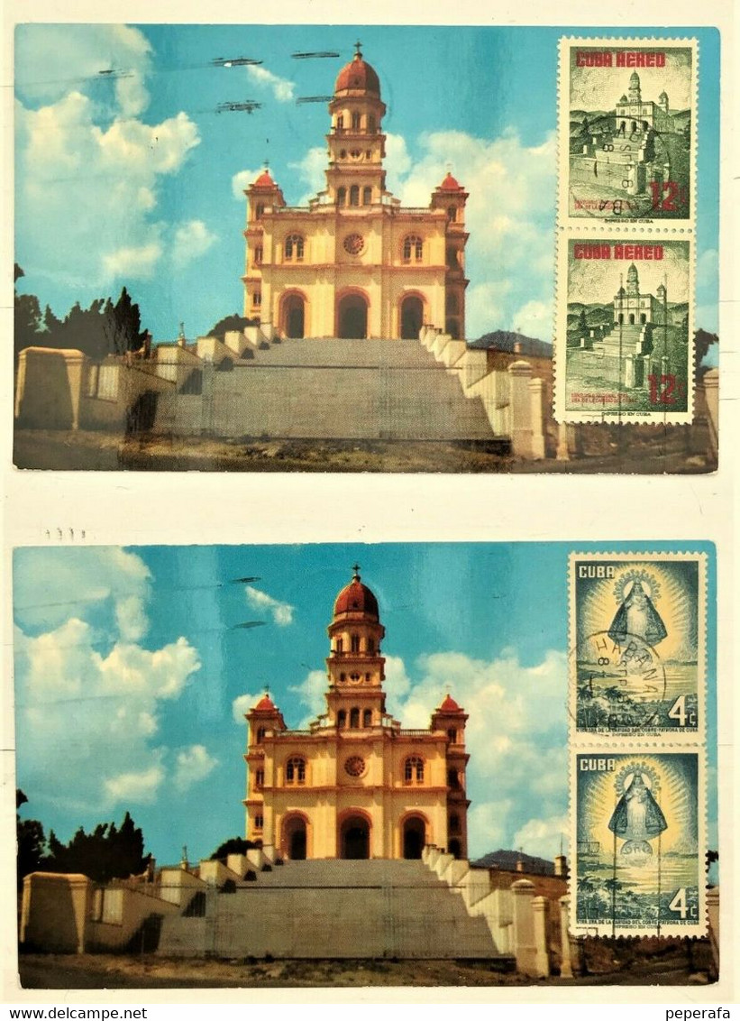 CUBA, Spanish Antillas 1956, Navidad, Christmas, 2 Tarjetas Máximas FD, Primer Día - Maximumkarten