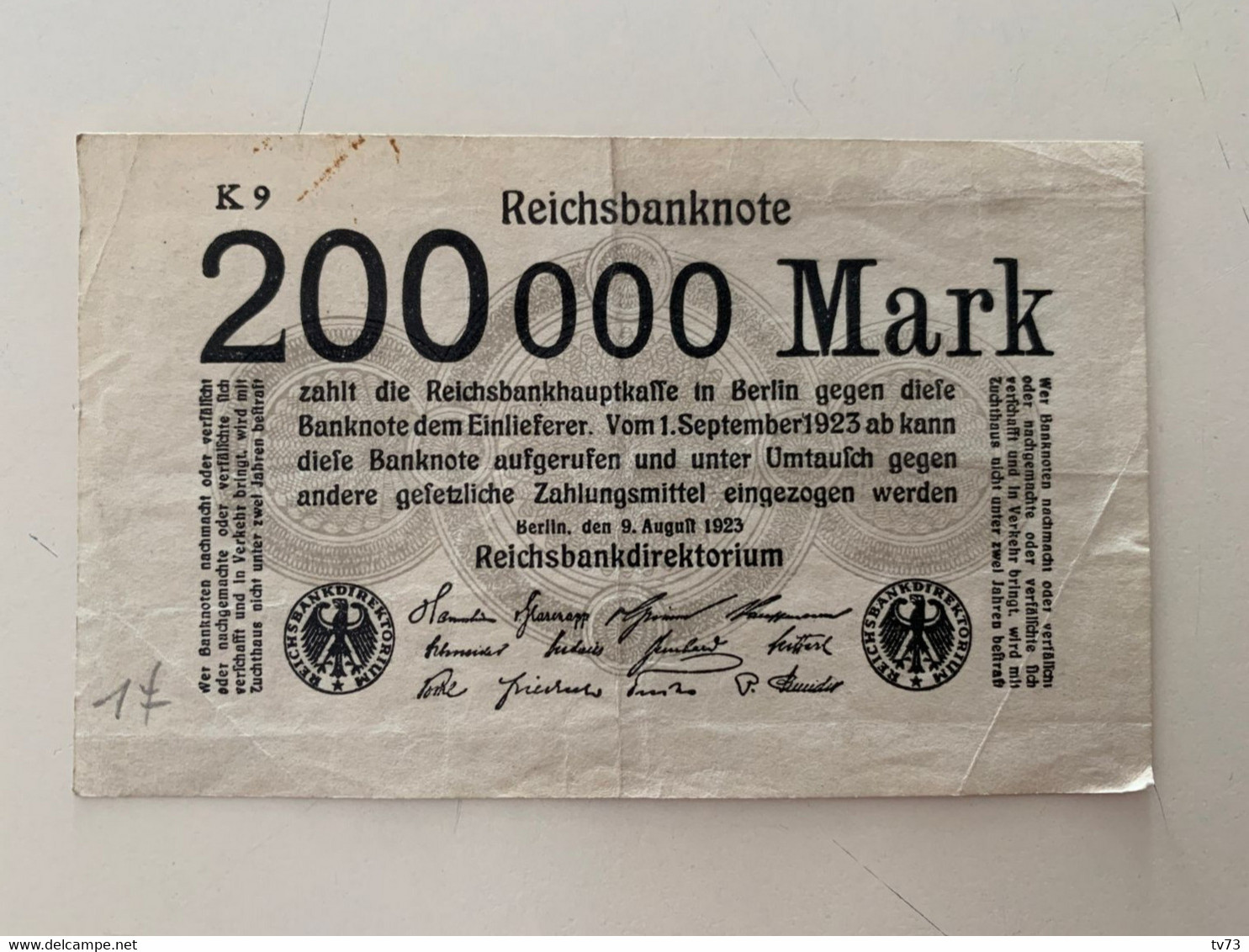 T0135 - Allemagne - Deutschland - Germany - 200 000 Mark - Reichsbanknote - Serie K - 1923 - 100000 Mark