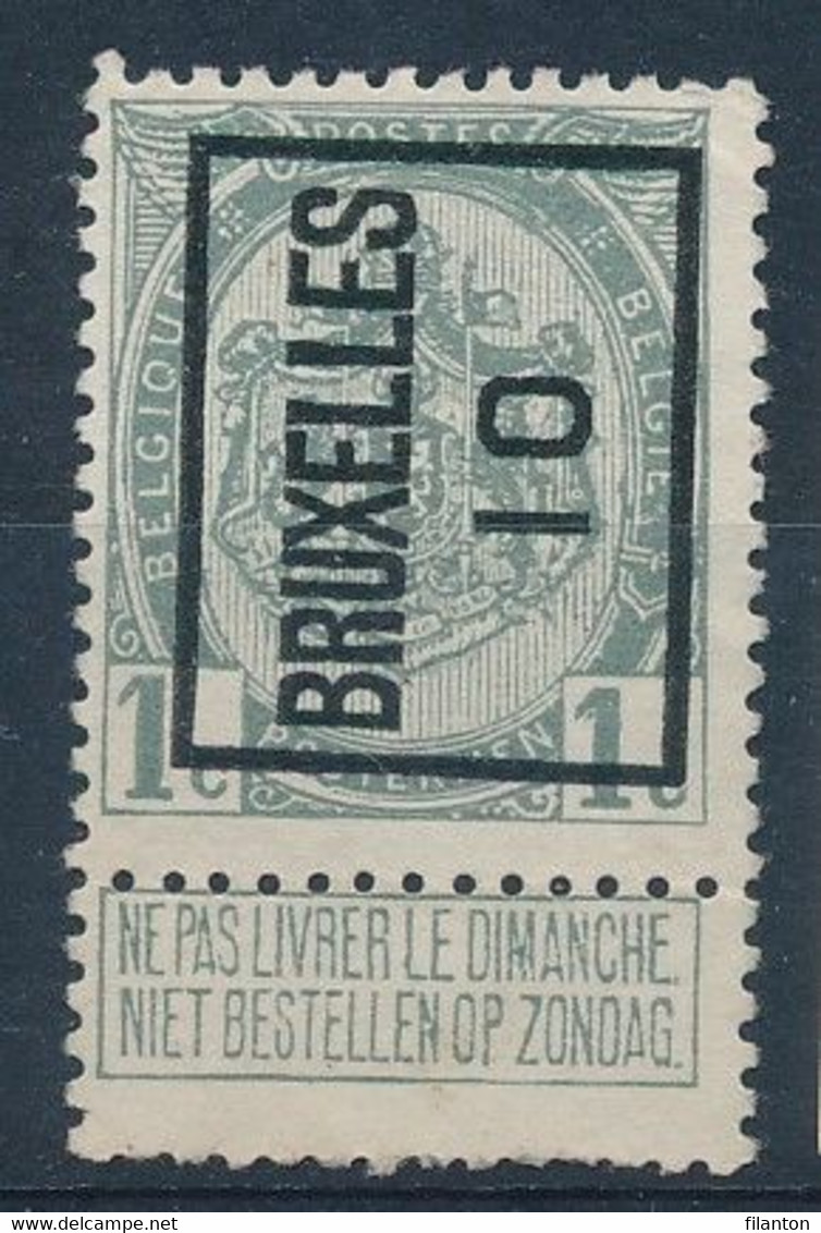 BELGIE - OBP Preo TYPO  Nr 13 A - "BRUXELLES 10" - (zonder Gom/sans Gomme) - Sobreimpresos 1906-12 (Armarios)