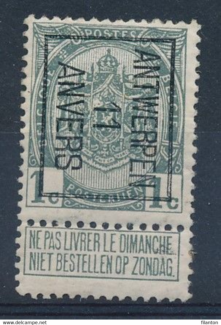 BELGIE - OBP Preo TYPO  Nr 16 B - "ANTWERPEN 11 ANVERS" - MH* - Typos 1906-12 (Wappen)