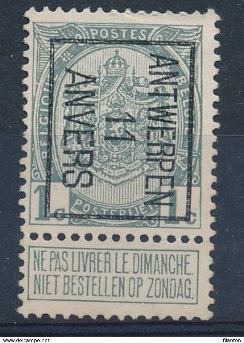 BELGIE - OBP Preo TYPO  Nr 16 B - "ANTWERPEN 11 ANVERS" - Zonder Gom/sans Gomme - Typografisch 1906-12 (Wapenschild)