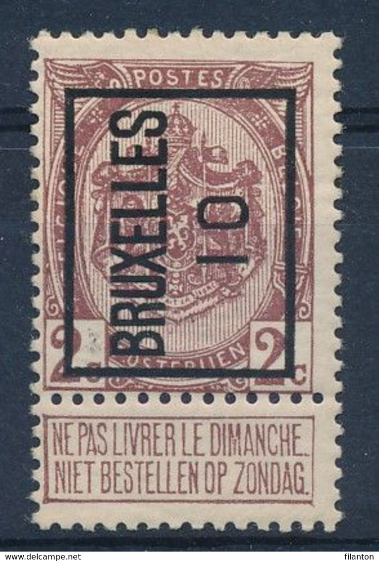 BELGIE - OBP Preo TYPO  Nr 15 A - "BRUXELLES 10 - Zonder Gom/sans Gomme - Typografisch 1906-12 (Wapenschild)