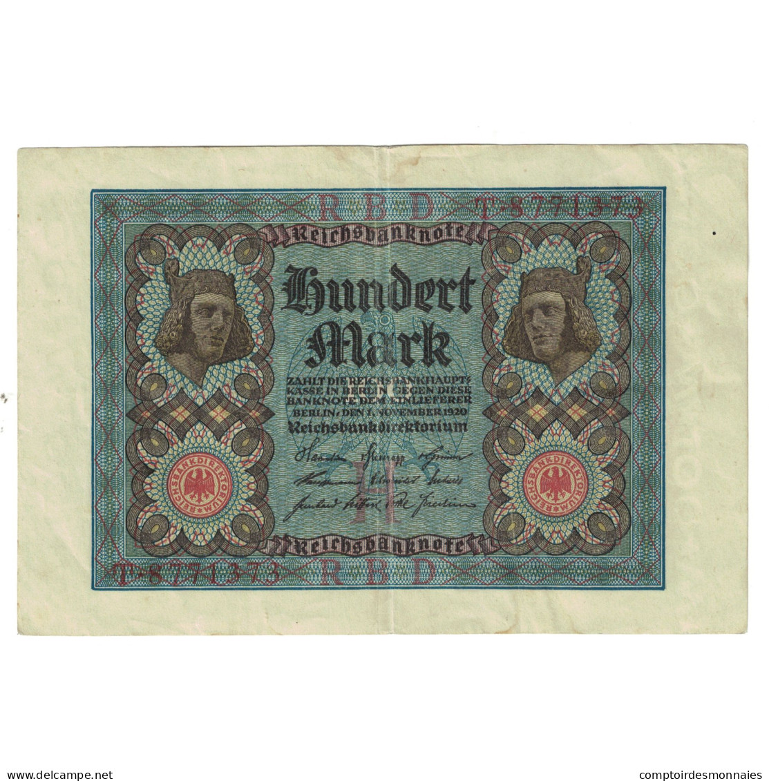 Billet, Allemagne, 100 Mark, 1920, 1920-11-01, KM:69a, TTB - 100 Mark