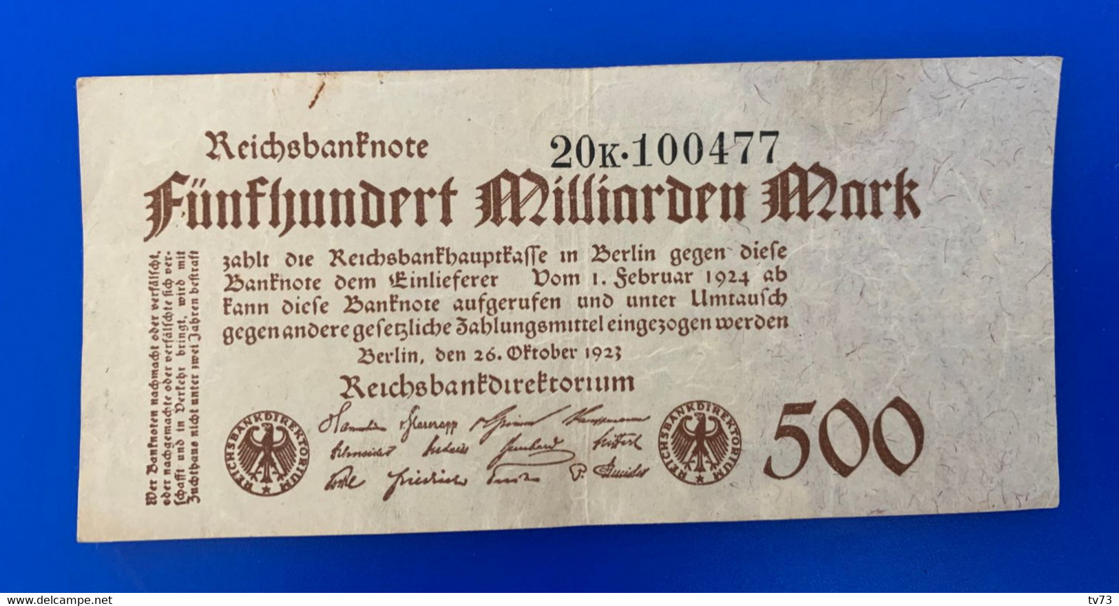 T0137 - Allemagne - Deutschland - Germany - 500 Milliarden Mark - 1er Novembre 1923 - 500 Mrd. Mark