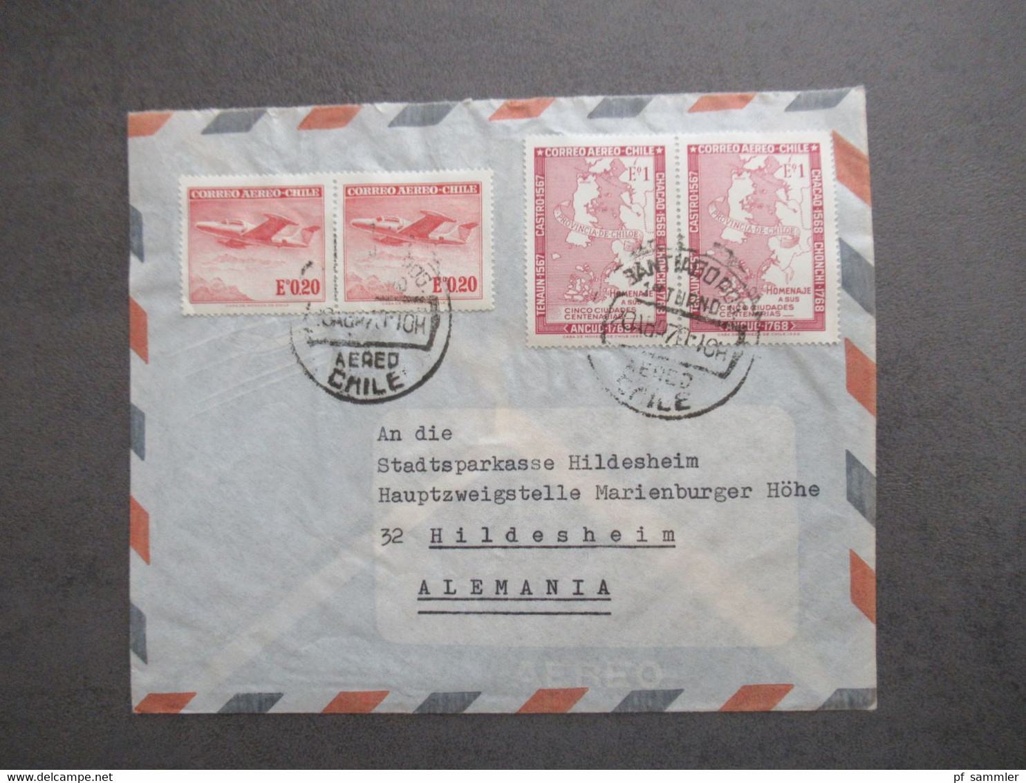 Chile 1968 Correo Aereo Chile Santiago - Hildesheim Als Luftpostbrief Unversität De Chile - Chile