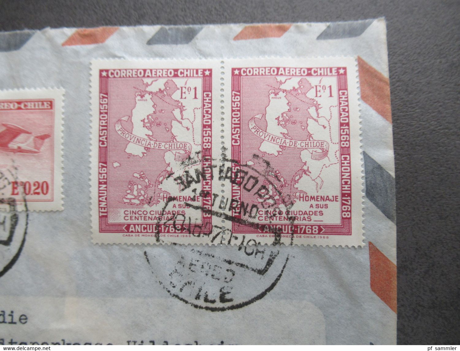 Chile 1968 Correo Aereo Chile Santiago - Hildesheim Als Luftpostbrief Unversität De Chile - Cile