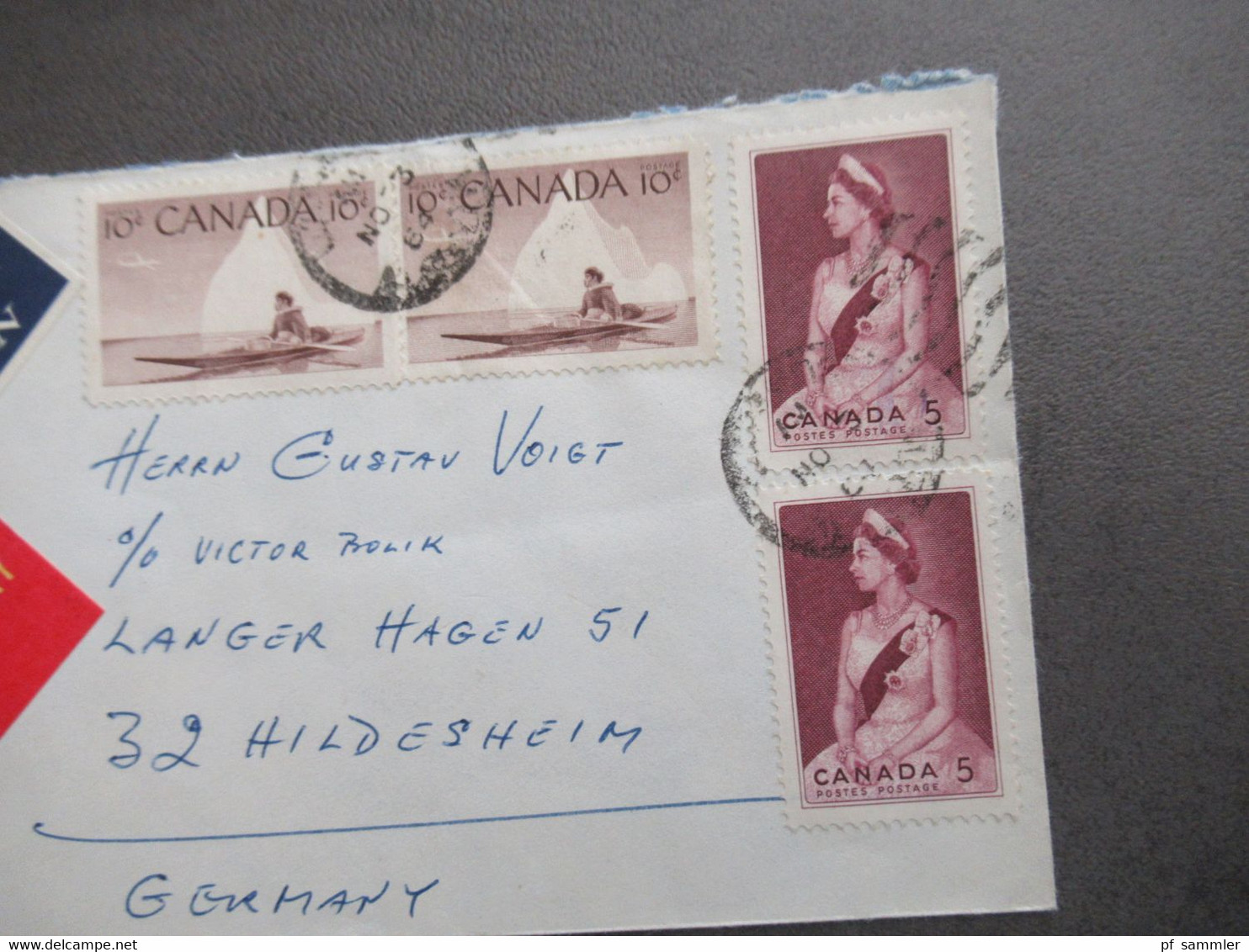 1964 Air Mail Special Delivery Expres Camrose - Hildesheim Mit Stempel BPA Han Und Flughafen FFM + Handschriftl. Vermerk - Briefe U. Dokumente