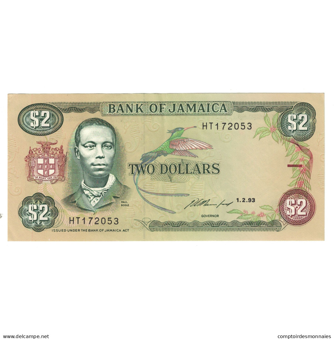 Billet, Jamaïque, 2 Dollars, 1992, 1992-02-01, KM:69d, SUP - Jamaique