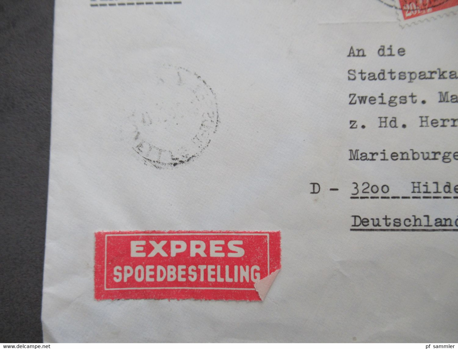 Belgien Auslandsbrief 1970 Per Expres Spoedbestelling An Die SPK Hildesheim Zweigstelle Marienburger Höhe - Covers & Documents
