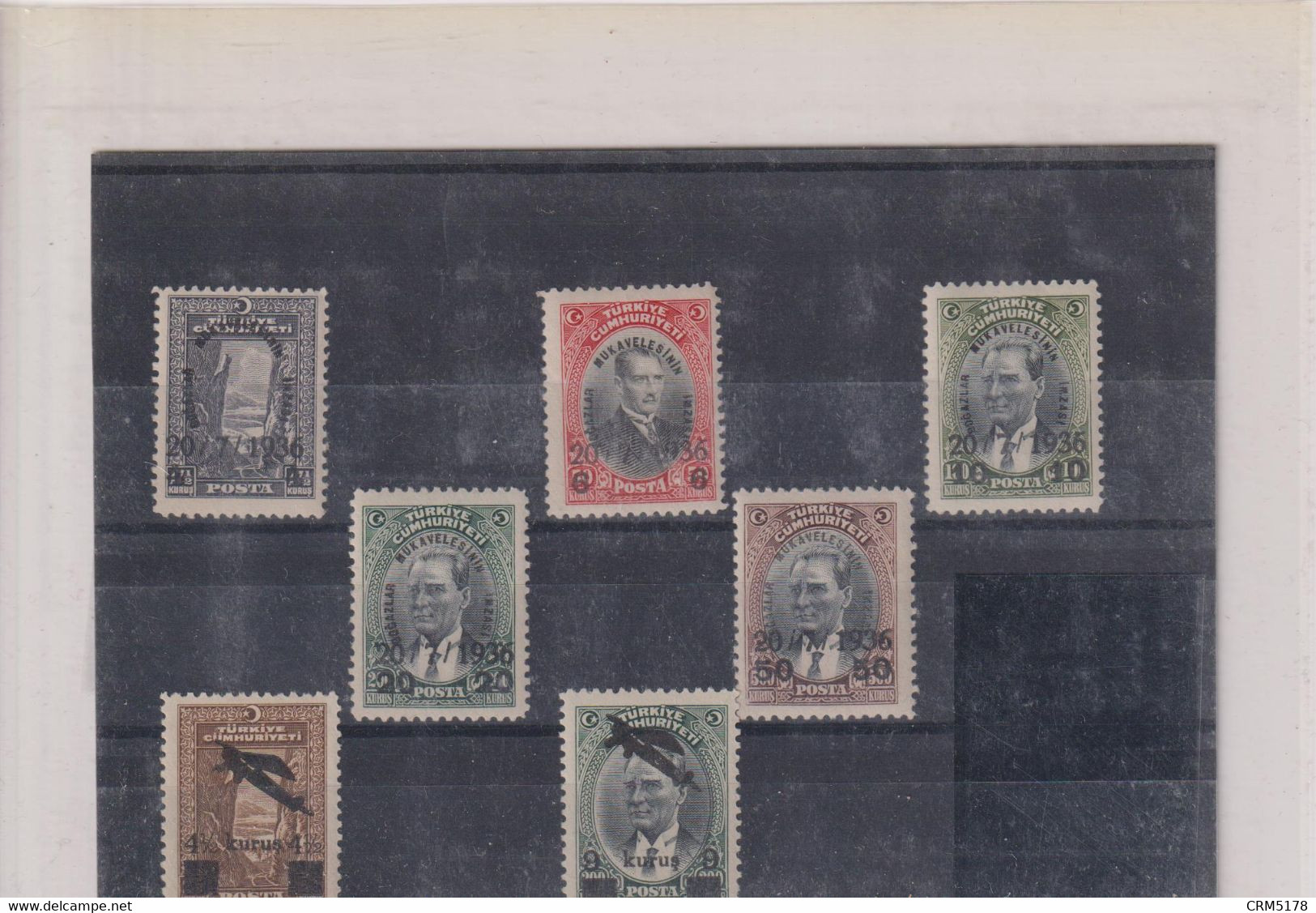 TURQUIE-LOT TP N° 872-875/877 MNH-XX-N° 874 XX Tâche-PA N°9/10 XX- MNH  TTB  1936 - 1934-39 Sandschak Alexandrette & Hatay