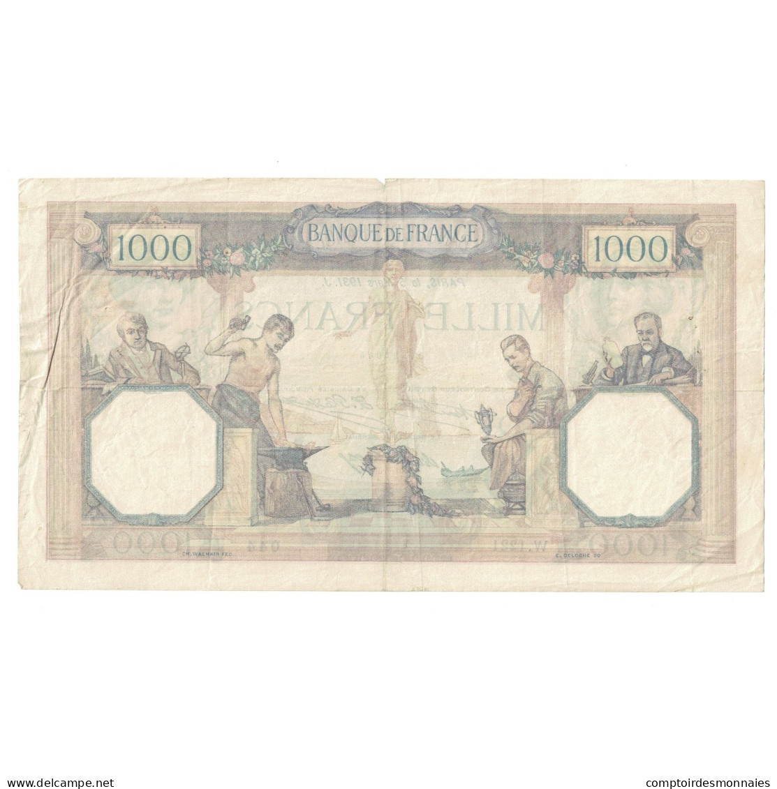 France, 1000 Francs, Cérès Et Mercure, 1931, 1931-03-05, TTB, Fayette:37.6 - 1 000 F 1927-1940 ''Cérès Et Mercure''