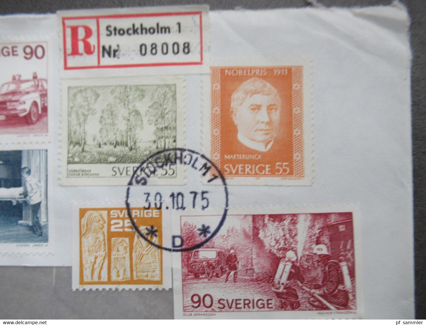 Schweden 1975 Einschreiben Stockholm Mit Schöner Frankatur / 11 Marken Und Teilweise Zusammendrucke - Lettres & Documents