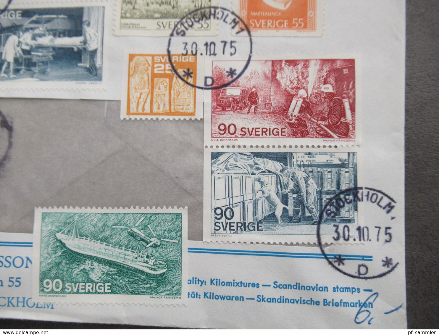 Schweden 1975 Einschreiben Stockholm Mit Schöner Frankatur / 11 Marken Und Teilweise Zusammendrucke - Storia Postale