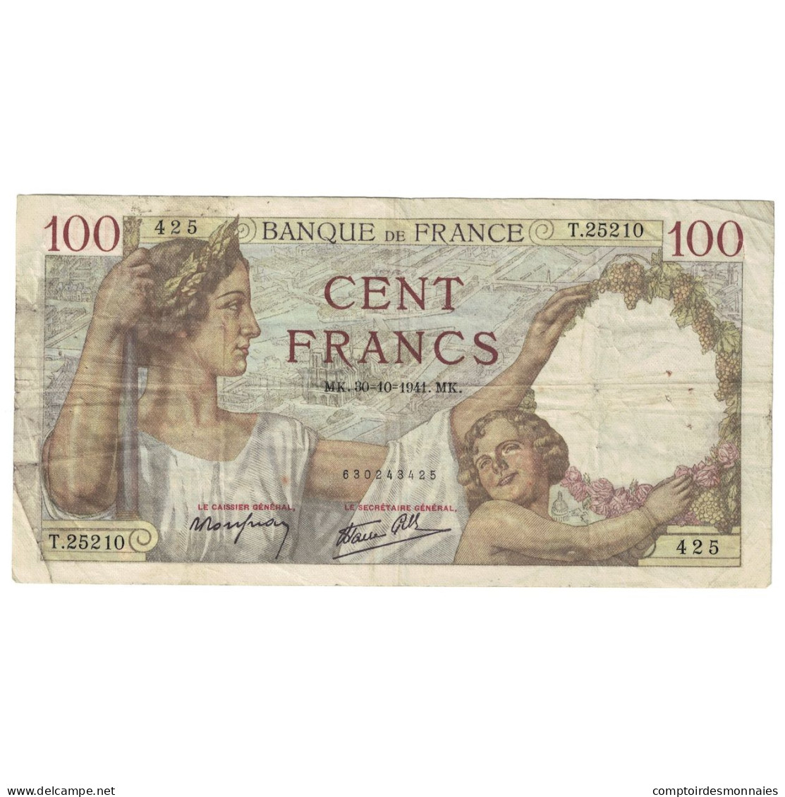 France, 100 Francs, Sully, 1941, 1941-10-30, TTB, Fayette:26.59, KM:94 - 100 F 1939-1942 ''Sully''