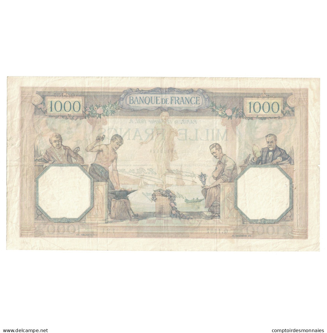 France, 1000 Francs, Cérès Et Mercure, 1931, 1931-02-12, TTB, Fayette:37.6 - 1 000 F 1927-1940 ''Cérès Et Mercure''