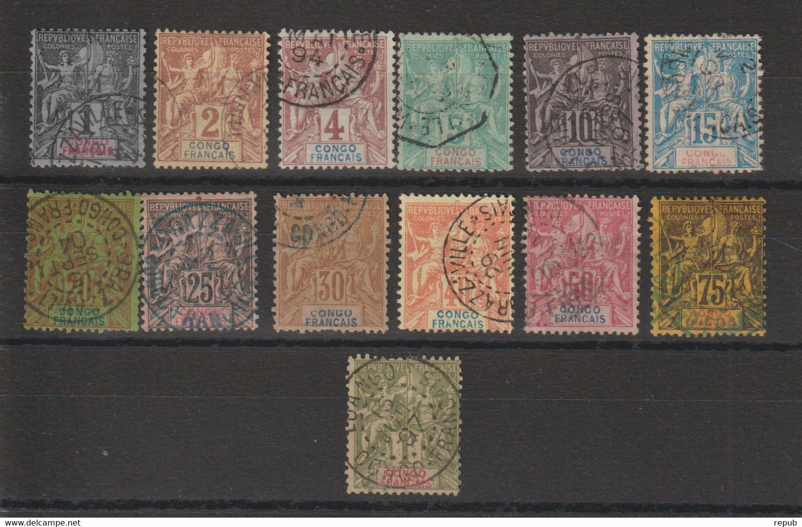 Congo 1892 Série Complète 12-24, 13 Val Oblit Used - Usados