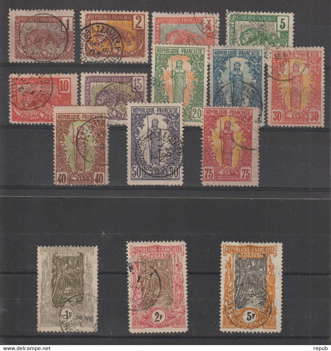 Congo 1900-04 Série Courante Complète 27-41, 15 Val Oblit Used - Oblitérés