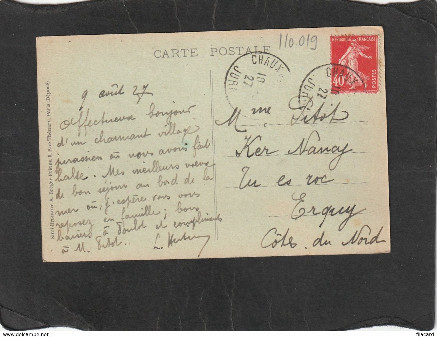 110019        Francia,   Pont-de-la-Chaux,  Route  Des  Lacs,  VG  1927 - Franche-Comté