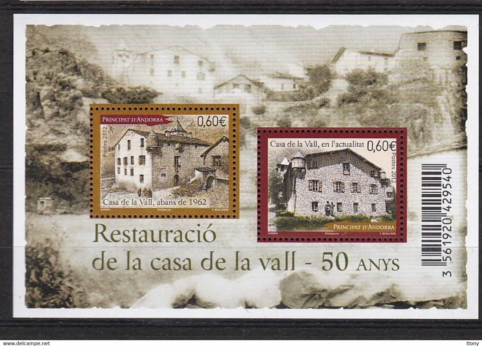 1 Bloc  2012  Andorre  Andorra    Casa De La Vall Abans  En L'actualitat - Hojas Bloque