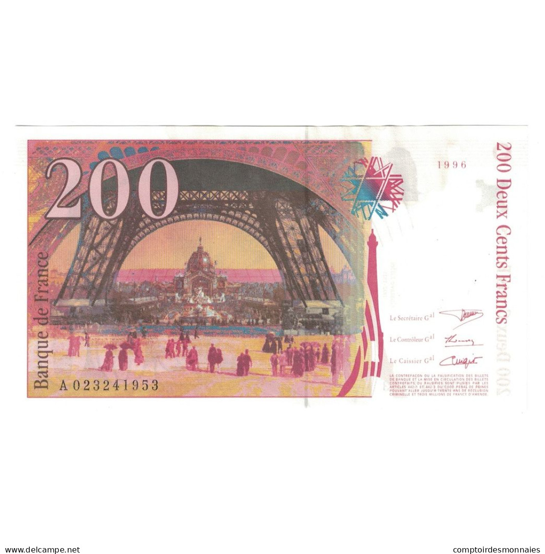 France, 200 Francs, Eiffel, 1996, SUP, Fayette:75.2, KM:159a - 200 F 1995-1999 ''Eiffel''