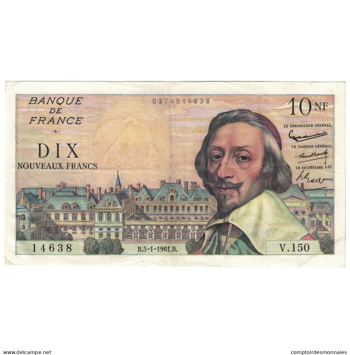 France, 10 Nouveaux Francs, Richelieu, 1961, 1961-01-05, SUP, Fayette:57.13 - 10 NF 1959-1963 ''Richelieu''